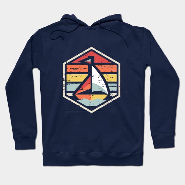 Retro Badge Sailboat Hoodie by rojakdesigns